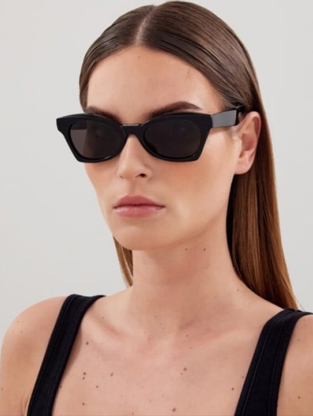 Balenciaga Dark Green Cat-Eye Sunglasses with Black Lenses